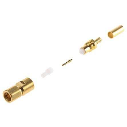 Radiall Koaxiální konektor, řada: SMC Vnější, 50 Ω, orientace těla: Rovný, Kabel Konektor SMC Krimpovací, 10GHz 165 °C