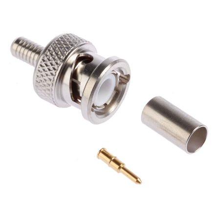 Radiall Koaxiální konektor, řada: BNC Vnější, 50 Ω, orientace těla: Rovný, Kabel Konektory BNC Krimpovací, 4GHz 165 °C