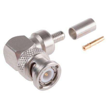 Radiall Koaxiální konektor, řada: BNC Vnější, 50 Ω, orientace těla: Pravý úhel, Kabel Konektory BNC Krimpovací, 4GHz 165