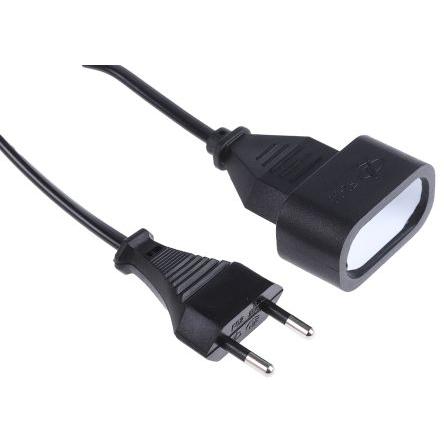 RS PRO Prodlužovací kabel, délka kabelu: 3 m 1 zásuvek, 250V Euro, IP20 Černá, Černá Polyvinylchlorid Evropská zásuvka