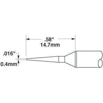 Metcal Pájecí hrot, číslo modelu: STTC 0.4 mm 14.7 mm Kuželovité, pro použití s: MX-H1-AV, MX-RM3E