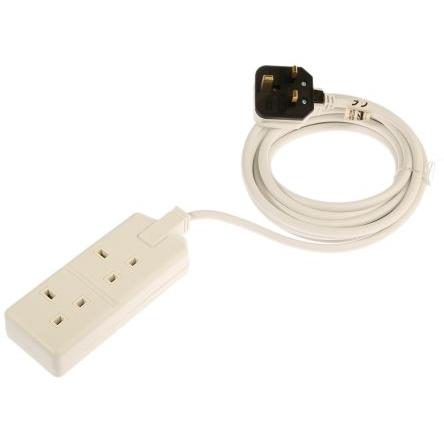 RS PRO Prodlužovací kabel, délka kabelu: 4 m 2 zásuvek, 240V Typ G – britská BS1363 Bílá Typ G