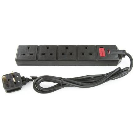 RS PRO Prodlužovací kabel, délka kabelu: 2 m 4 zásuvek, 240V Typ G – britská BS1363 Černá Typ G