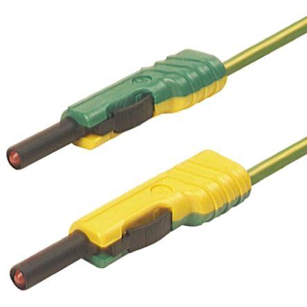 Hirschmann Test & Measurement Zkušební kabel s konektorem, Žlutá, Zelená 16A, délka kabelů: 1 m, 60V dc,