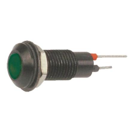 Indikátor pro montáž do panelu, řada: 612 Series Zelená, typ žárovky: LED Pájecí kolík Marl 12V dc 6.4 mm, IP67
