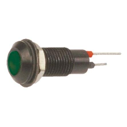 Indikátor pro montáž do panelu, řada: 612 Series Zelená, typ žárovky: LED Pájecí kolík Marl 24V 6.4 mm, IP67