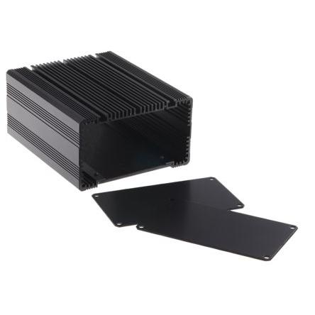 RS PRO Skříň chladicího tělesa Odvětrávaný Eloxovaný hliník 60.5 mm barva Černá 125 mm 105 mm