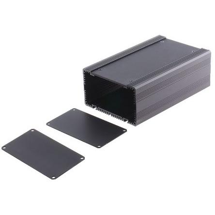 RS PRO Skříň chladicího tělesa Odvětrávaný Eloxovaný hliník 60.5 mm barva Černá 165 mm 105 mm