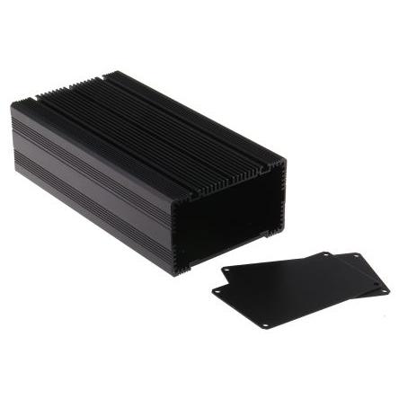 RS PRO Skříň chladicího tělesa Odvětrávaný Eloxovaný hliník 60.5 mm barva Černá 200 mm 105 mm