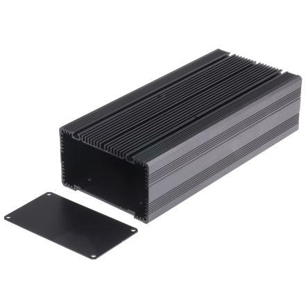 RS PRO Skříň chladicího tělesa Odvětrávaný Eloxovaný hliník 60.5 mm barva Černá 225 mm 105 mm