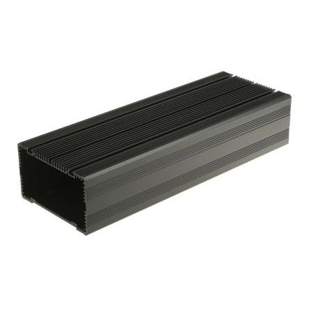 RS PRO Skříň chladicího tělesa Odvětrávaný Eloxovaný hliník 60.5 mm barva Černá 285 mm 105 mm