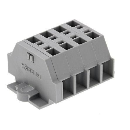 WAGO Pás Terminal 261-104, řada: 261, 500V Šedá 2.5mm² 1 Klecová svorka