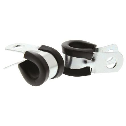 JCS Spona tvaru P 10 mm (vnitřní prům.), Černá, Pryž, Zinkovaná ocel