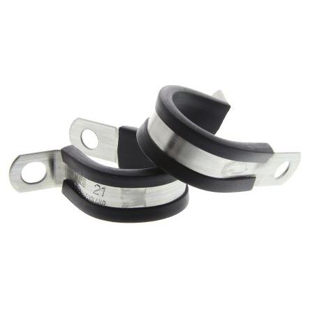 JCS Spona tvaru P 21 mm (vnitřní prům.), Černá, Pryž, Nerezová ocel 304