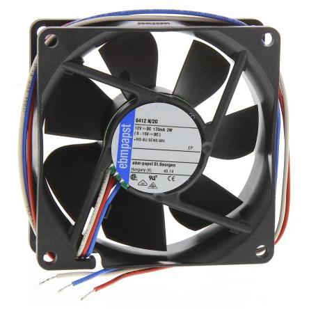 ebm-papst Axiální ventilátor, řada: 8400 N, průtok vzduchu: 69 m³/h 2 W 12V dc 167 mA IP68 80 mm 80mm 25 mm