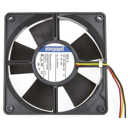 ebm-papst Axiální ventilátor, řada: 4300, průtok vzduchu: 170 m³/h 5 W 12V dc 417 mA IP68 119 mm 119mm 32 mm