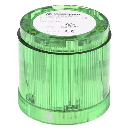Werma, rozsah: 843 Maják barva čočky Zelená Stálé LED Jednotka majáku 24V dc barva pouzdra Černá základna 70 mm AC/DC