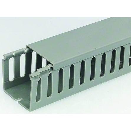 Otevřený drážkovaný kabelový kanál Polyvinylchlorid Otevřeno barva Šedá 150mm x 75 mm x 2 m RS PRO
