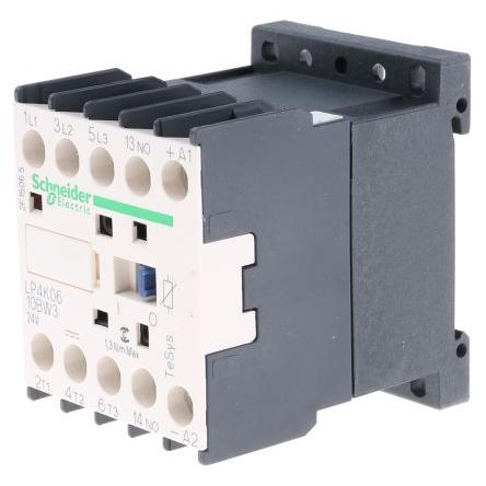 Schneider Electric 1 NO Stykač napětí ve vinutí 24V dc 3pólový 6 A 600V ac 3 kW s 3 NO kontakty 24V dc Řízení motoru,