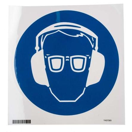 Brady Povinná značka, Polybutylentereftalát, Bílá, Modrá Eye Protection Samolepicí