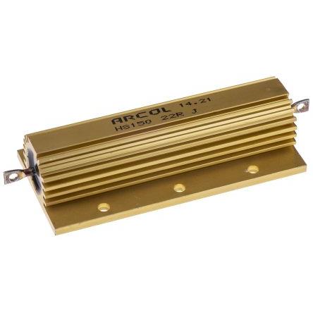Rezistor pro montáž na rám, řada: HS150 22 Ω ±5 % HS150 22R J 150 W, Hliník, Axiální Hliník Arcol Ohmite