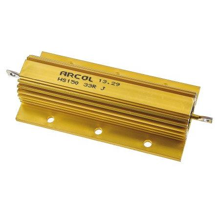 Rezistor pro montáž na rám, řada: HS150 33 Ω ±5 % HS150 33R J 150 W, Hliník, Axiální Vinutý Arcol Ohmite