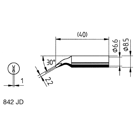 Ersa Pájecí hrot 2.2 mm 40 mm 30 ° Sekáč, pro použití s: Elektrické nářadí
