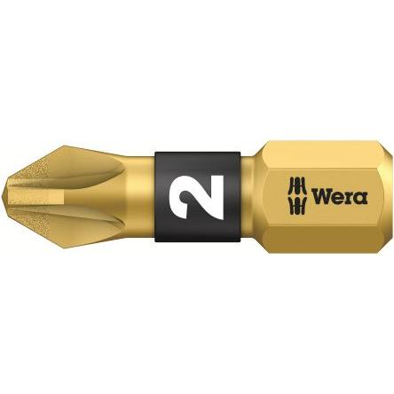 Wera Bit šroubováku, S diamantovým hrotem, Šestihran, 6.35 mm, PZ2, celková délka: 25 mm, počet kusů: 1