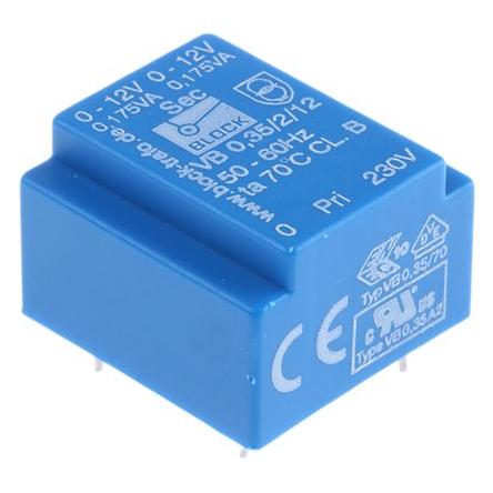 Block Transformátor PCB, sekundární napětí: 12 V ac, počet výstupů: 2 Průchozí otvor 30 % 0.35 VA