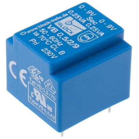 Block Transformátor PCB, sekundární napětí: 2 x 9 V ac, počet výstupů: 2 Čep 59 % 0.5 VA