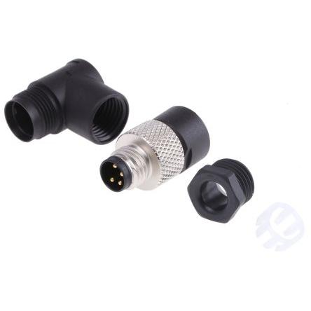 Kulatý konektor, počet kontaktů: 4, Kabel, velikost: M8 binder, pohlaví kontaktu: Vnější, orientace těla: Pravý úhel