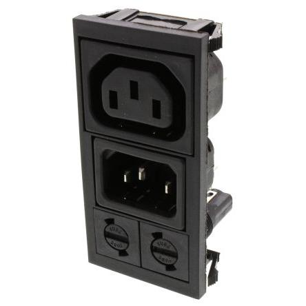 Bulgin Konektor IEC C13, C14, orientace těla: Rovný, Zacvakávací montáž velikost pojistky 5 x 20 mm Vnitřní, 250V 10A