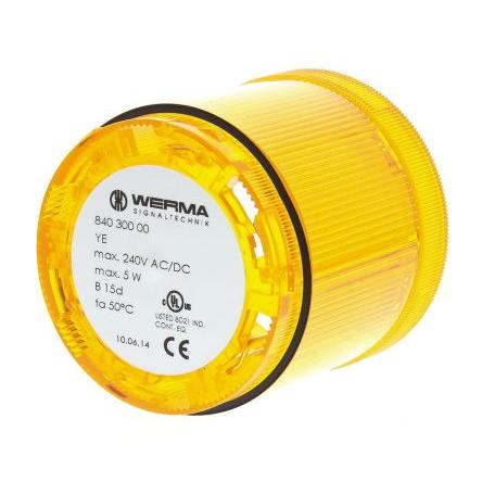Werma, rozsah: 840 Maják barva čočky Žlutá Stálé Žárovka Jednotka majáku 240V ac/dc barva pouzdra Černá základna 70 mm