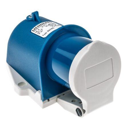 MENNEKES Průmyslový napájecí konektor, řada: PowerTOP, IP44, Nástěnná barva Modrá, 16A 3P, 230V