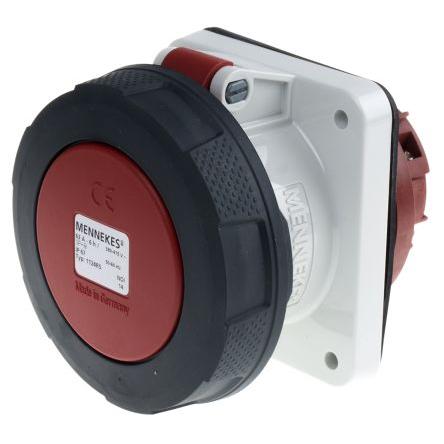 MENNEKES Průmyslový napájecí konektor, řada: SoftCONTACT, IP67, Panel barva Červená, 63A 4P, 400V