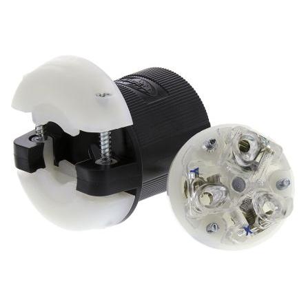 Hubbell Síťová zástrčka barva Černá, formát pólů: 2+E USA 20A NEMA L6-20P, Kabel, 250V, Nylon Šroubová