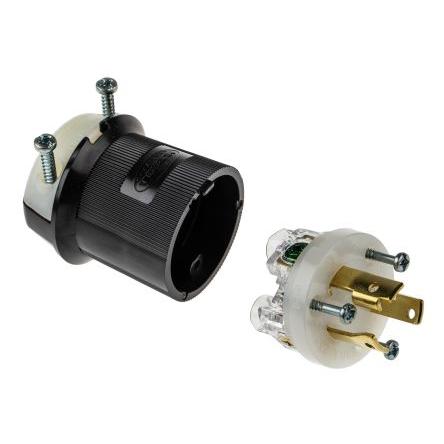 Hubbell Síťová zástrčka barva Černá, formát pólů: 2+E USA 30A NEMA L6-30P, Kabel, 250V, Nylon Šroubová