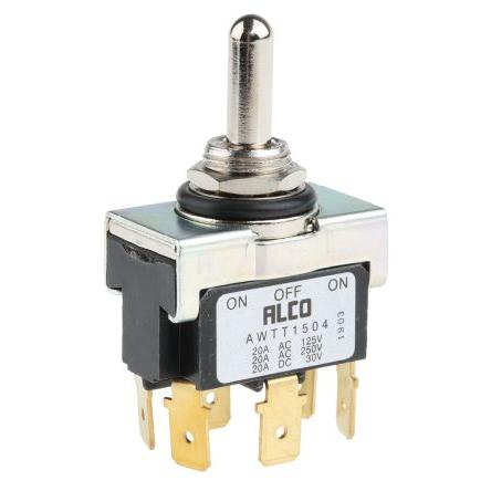 TE Connectivity Přepínač IP67 Panel DPDT Zap-vyp-zap ovládání 20A Jazýček 30 V dc