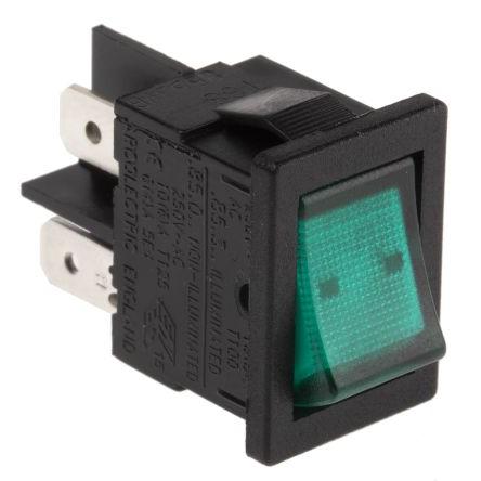 Arcolectric (Bulgin) Ltd Kolébkový spínač IP66 Osvětlené Zap-vyp DPST Panel Zap-vyp 10A