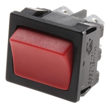 Arcolectric (Bulgin) Ltd Kolébkový spínač IP66 Zap-vyp, barva ovladače: Červená DPST Panel Zap-vyp 10A