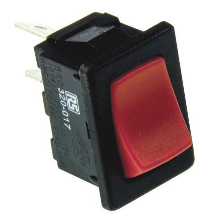 Arcolectric (Bulgin) Ltd Kolébkový spínač IP66 Zap-vyp, barva ovladače: Červená SPST Panel Blokování 10A