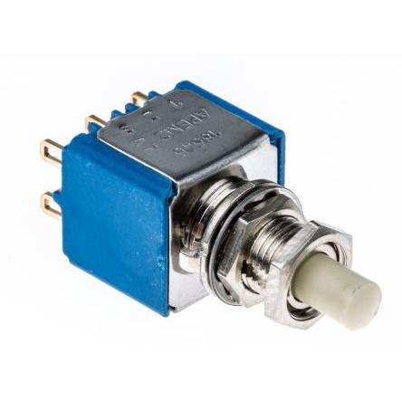 APEM Miniaturní tlačítkový spínač DPDT Panel Okamžité 6.5 mm 100mA