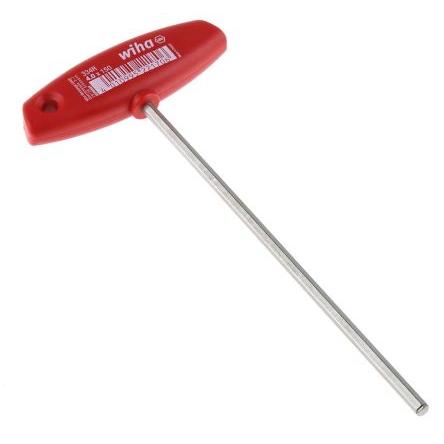 Šestihranný klíč tvar T Metrické Dlouhé rameno 4 mm, Chrom-vanadová ocel Wiha
