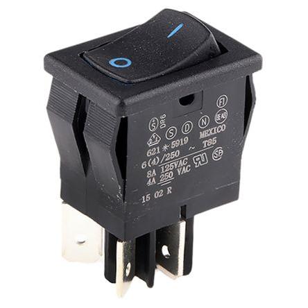 Carlingswitch Kolébkový spínač IP67, IP66 Zap-vyp, barva ovladače: Modrá DPST Panel Zap-vyp 8A