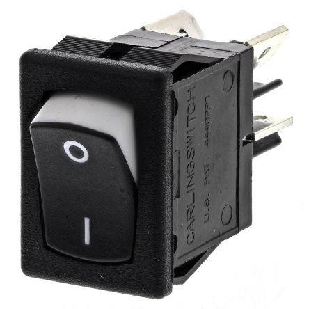 Carlingswitch Kolébkový spínač IP67, IP66 Zap-vyp, barva ovladače: Bílá DPST Panel Zap-vyp 8A