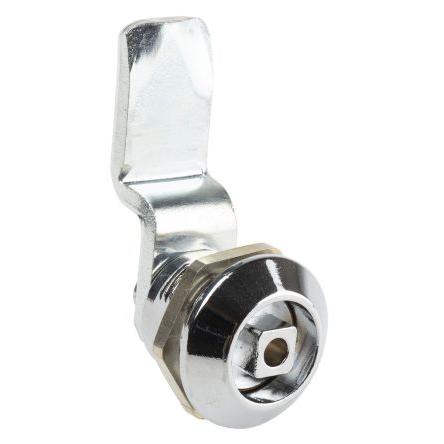 Zámek na stranový klíč Bezklíčové, Čtvercová hlava, hloubka od panelu k jazýčku: 25.6 mm, Chromová 23 x 20.2 mm