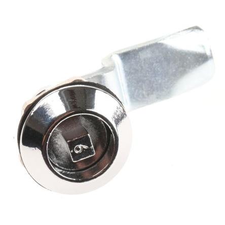 Zámek na stranový klíč Bezklíčové, Čtvercová hlava, hloubka od panelu k jazýčku: 25.6 mm, Chromová 23 x 20.2 mm