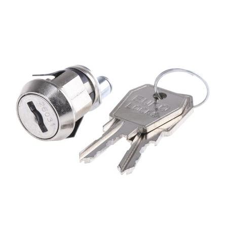 Zámky pro více zásuvek S klíčem, Klíč, Pružinová ocel, Nerezová ocel (uzávěr), hloubka od panelu k jazýčku: 20 mm,