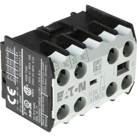 Eaton Pomocný kontakt 1 NO/1 NC 2 Přední montáž, rozsah: DILEM s Šroub 10 A 220 V dc, 500V ac