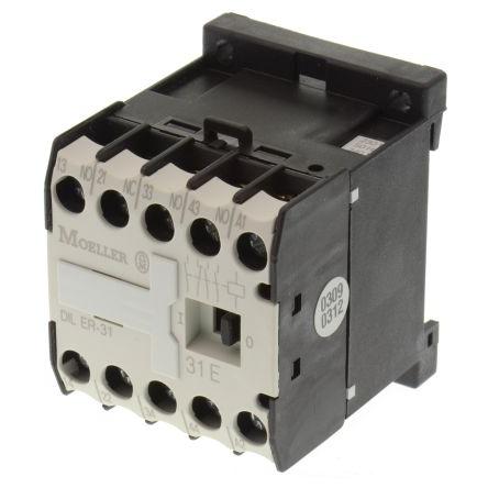 Eaton 3 NO, 1 NC Stykač napětí ve vinutí 230V ac 3 A 400V ac s 3 NO, 1 NC kontakty 600V ac Spínání motorů, Napájecí